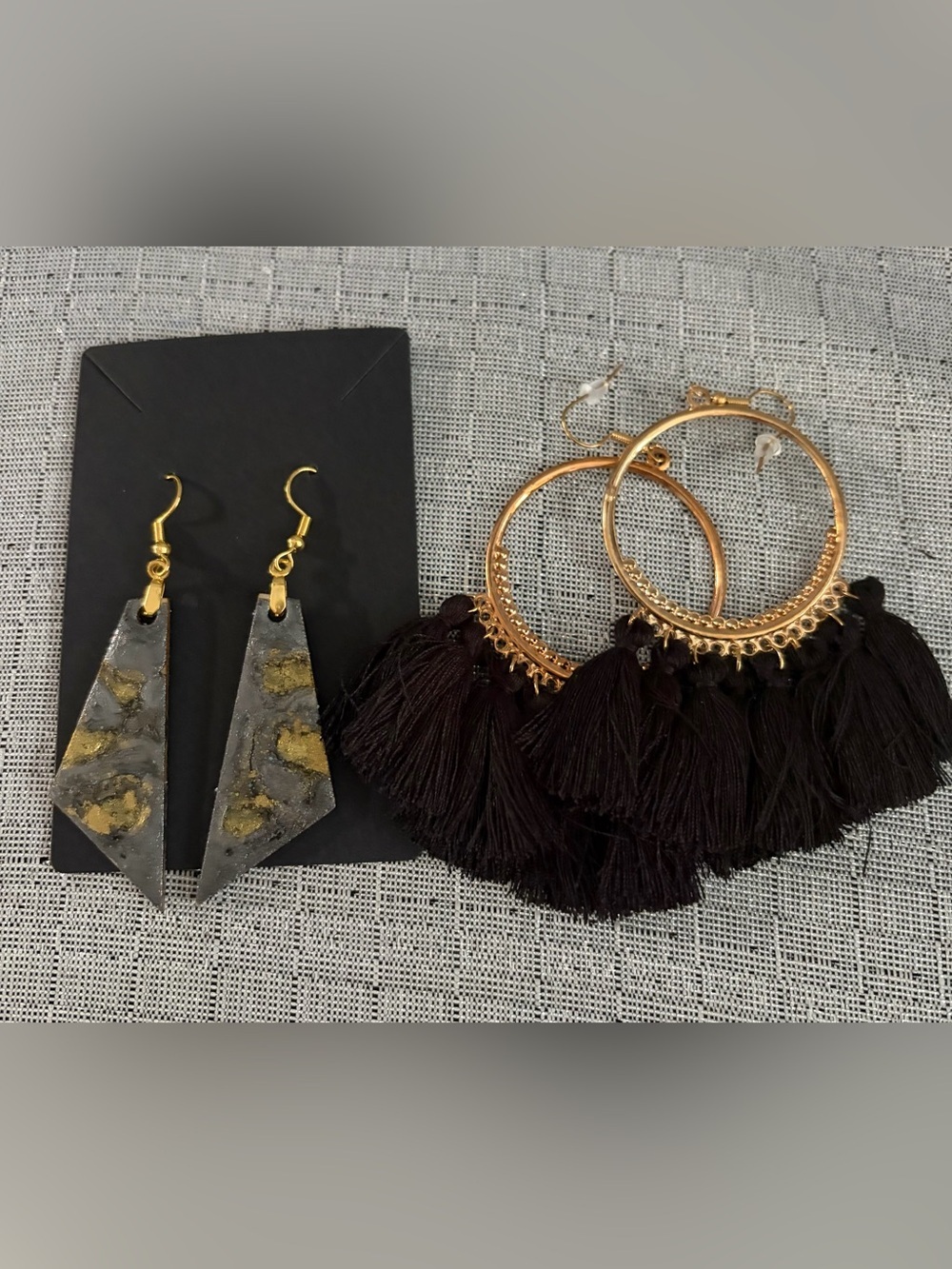 Two pair bohemian earrings - Black Tassels